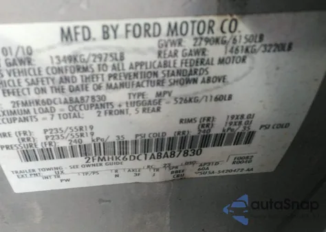 2010 Ford Flex Limited from USA, damaged, VIN 2FMHK6DC1ABA87830